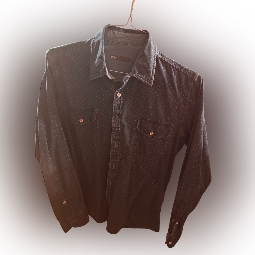 MEN’s denim Vintage inspired made in Italy 100% cotton button down shirt